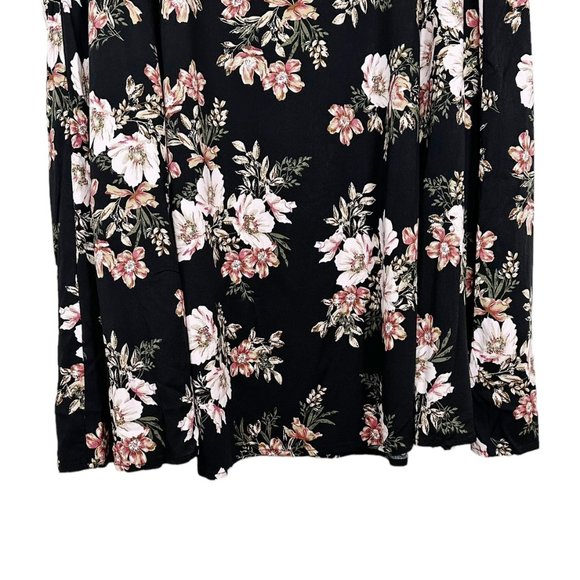 Torrid | Black Floral Stretch Challis Slit A-Line Midi Skirt - Picture 4 of 9